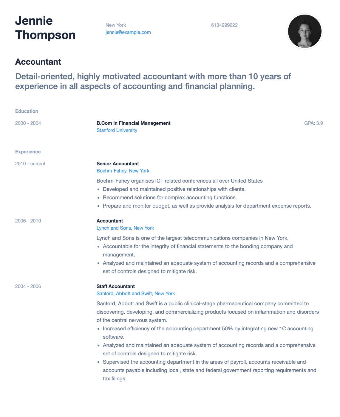 Shows one of the hipCV resume templates
