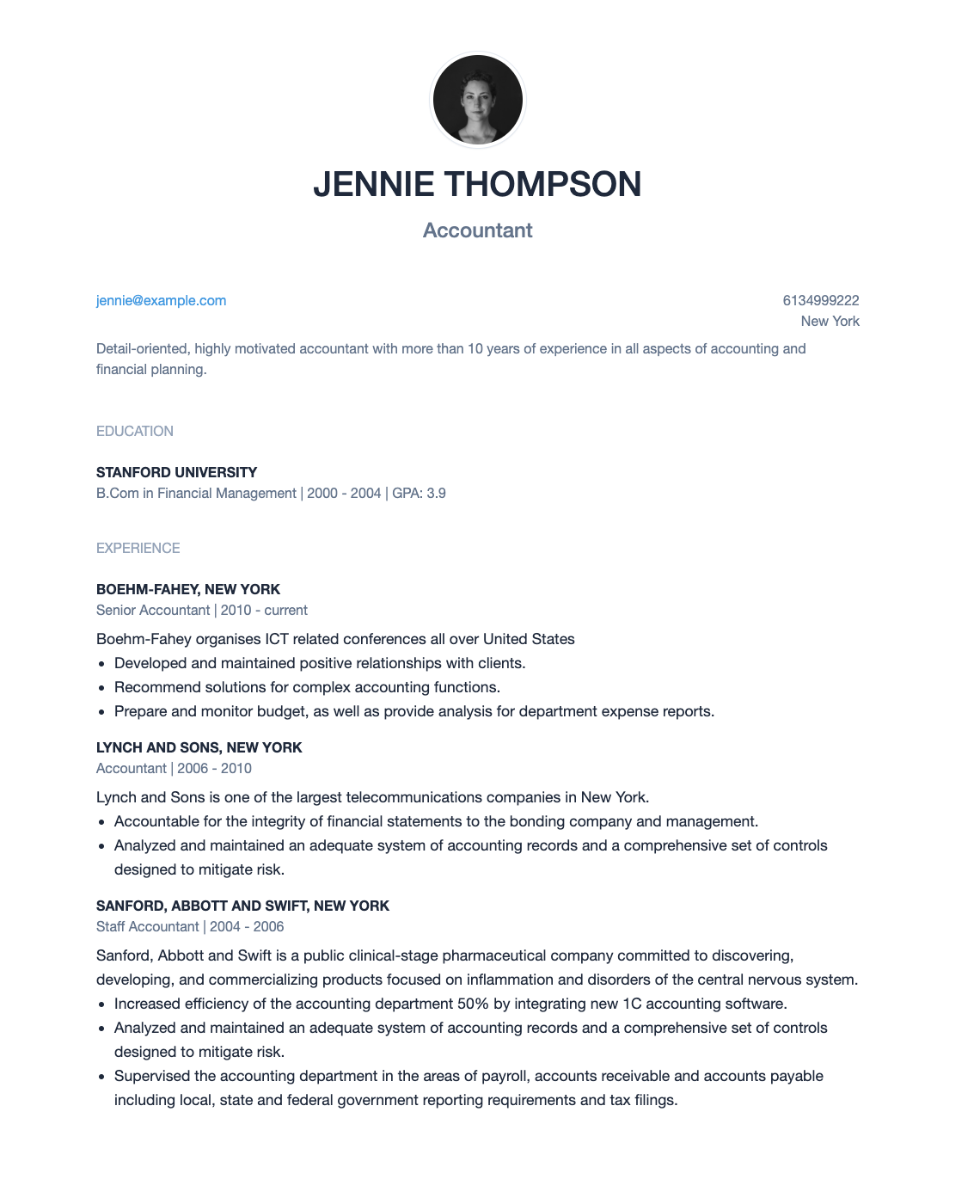 Shows one of the hipCV resume templates