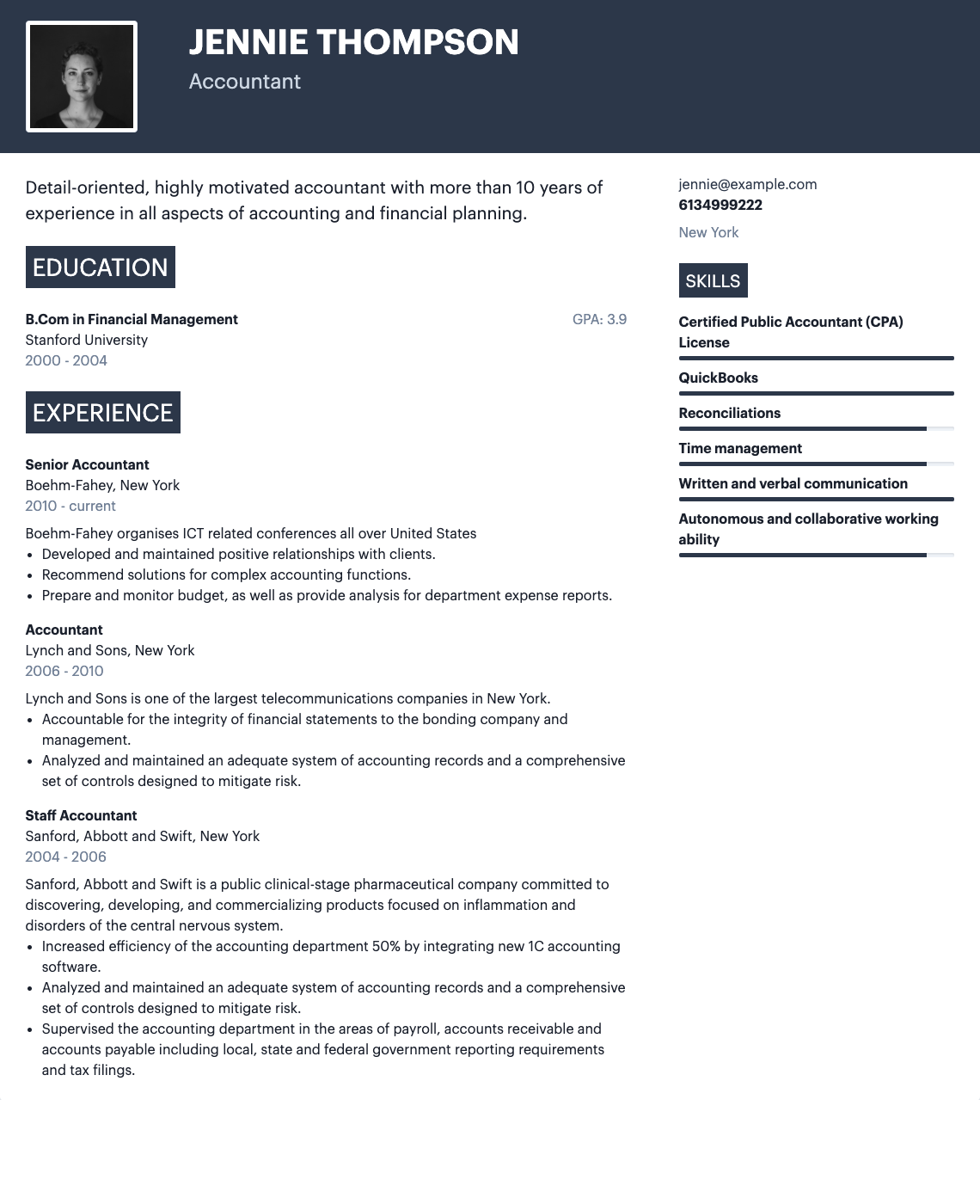 Shows one of the hipCV resume templates