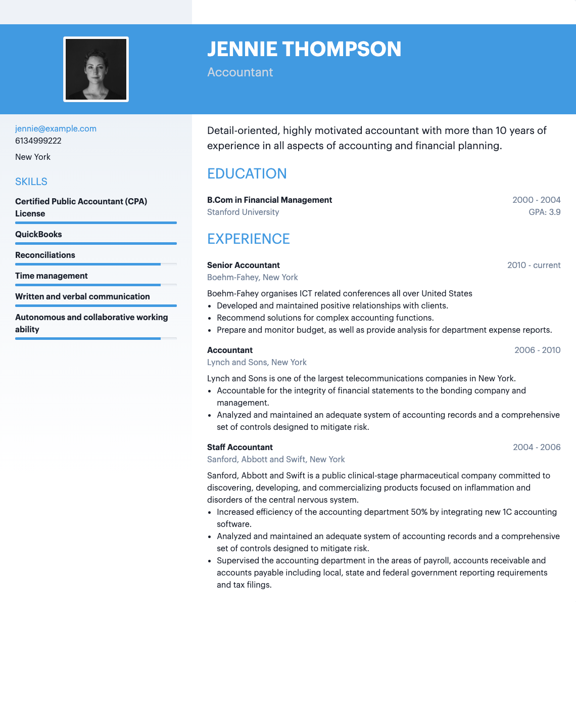 Shows one of the hipCV resume templates