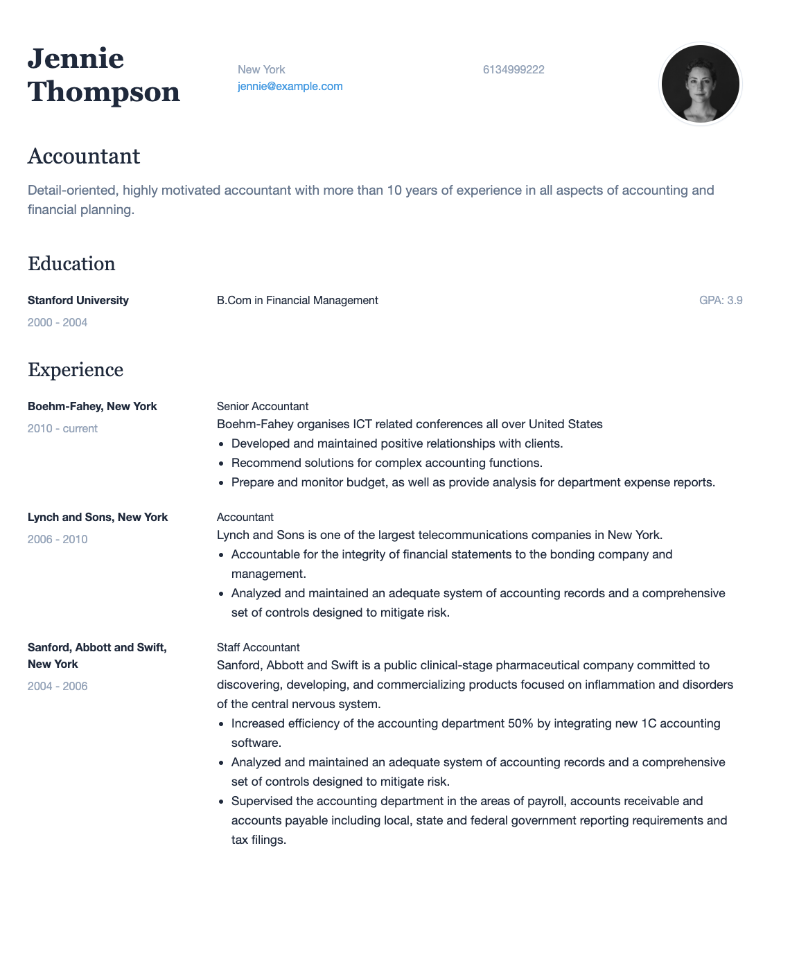 Shows one of the hipCV resume templates