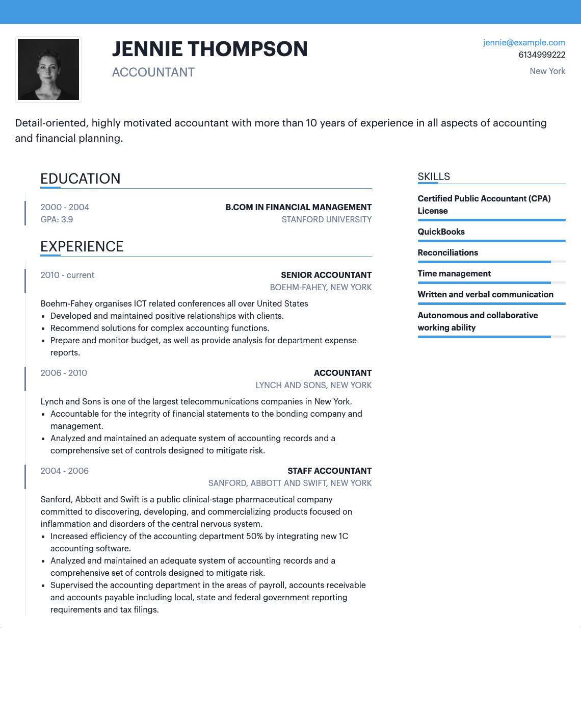 Shows one of the hipCV resume templates